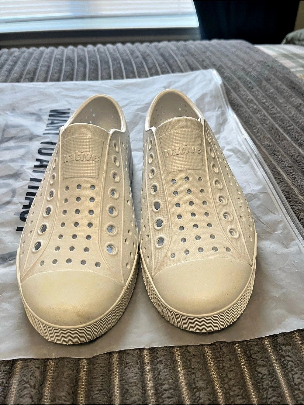 Native Jefferson Perforated Slip-On Sneakers in white ladies size 5